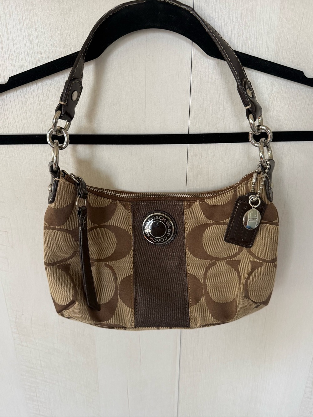 Coach Brown Signature Canvas Shoulder Bag Style C1295-F19218